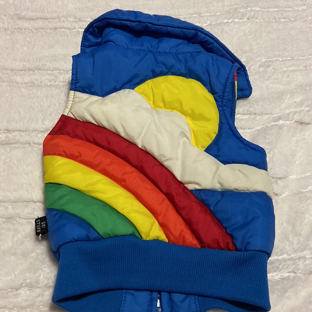 6-12 Month Kids Blue Rainbow Stripe Puffer Vest Baby Toddler